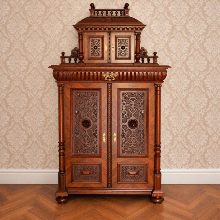 Salonvertiko Gründerzeit Nussbaum um 1880 mit Schuppendach – Gesamtansicht